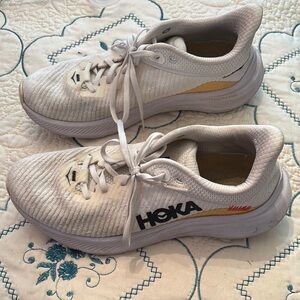 Hoka Women's White and Gold Running Shoes